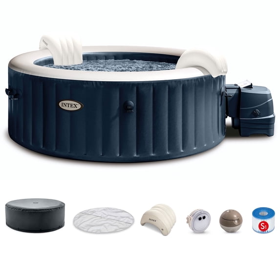 Intex PureSpa Plus Bubble Massage Set, 4 Person Inflatable Hot Tub w/ Jets