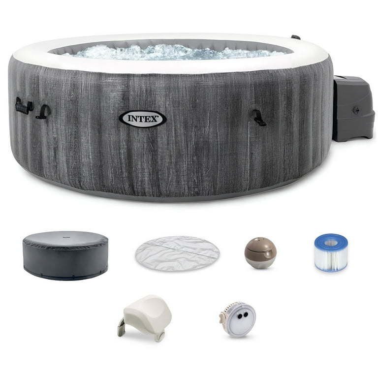 INTEX PureSpa Plus Greywood Deluxe 4 Person Outdoor Portable