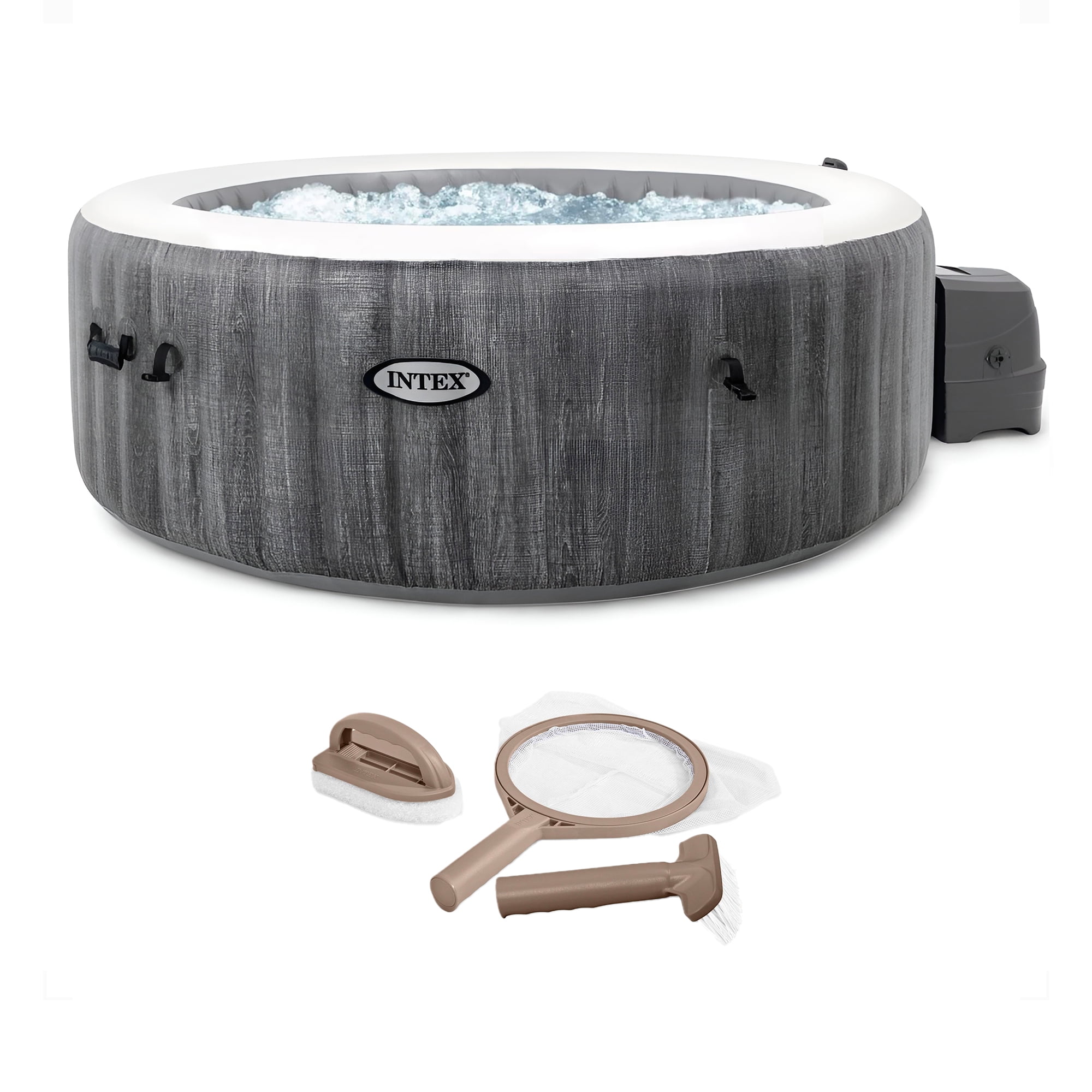 INTEX PureSpa Plus Greywood Inflatable Hot Tub Jet Spa with Accessory Kit