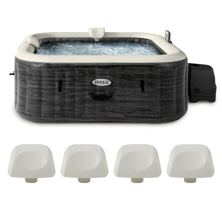 INTEX PureSpa Plus Inflatable Square Spa & Cushioned Pillow, White (4 Pack)