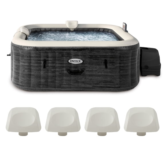 INTEX PureSpa Plus Inflatable Square Spa & Cushioned Pillow, White (4 Pack)