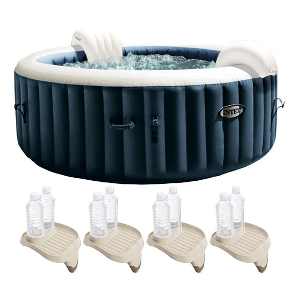 INTEX PureSpa Plus Portable Inflatable Spa & Attachable Snack Tray (4 Pack)