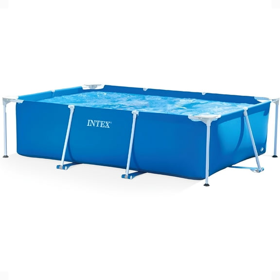 INTEX Rectangular Frame 9ft 10in x 29.5 Above Ground Swimming Pool with Flow Control Valve