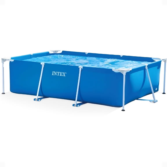 INTEX Rectangular Frame 9ft 10in x 29.5 Above Ground Swimming Pool with Flow Control Valve