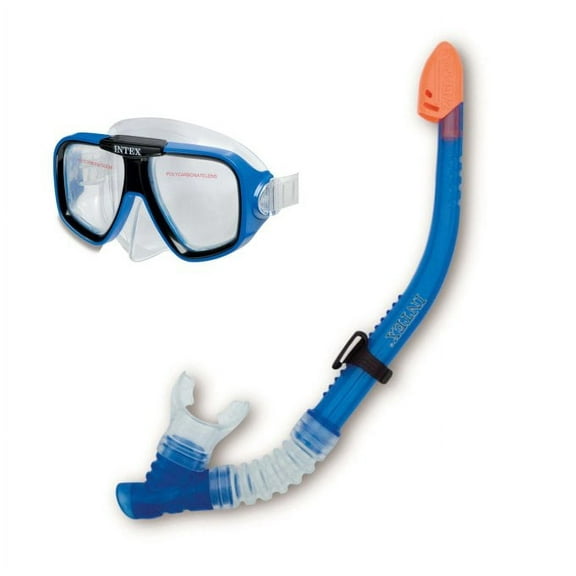 Intex Reef Rider Adult Dive Mask and Snorkel Set - Splash Guard - 2 Piece, Blue