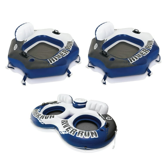 INTEX River Run Connect Inflatable Raft (2 Pack) + 2 Person Cooler Tube