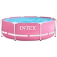 thumbnail image 1 of INTEX Round Metal Frame 8ft x 30in Above Ground Swimming Pool, Pink, 1 of 10