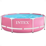 INTEX Round Metal Frame 8ft x 30in Above Ground Swimming Pool, Pink