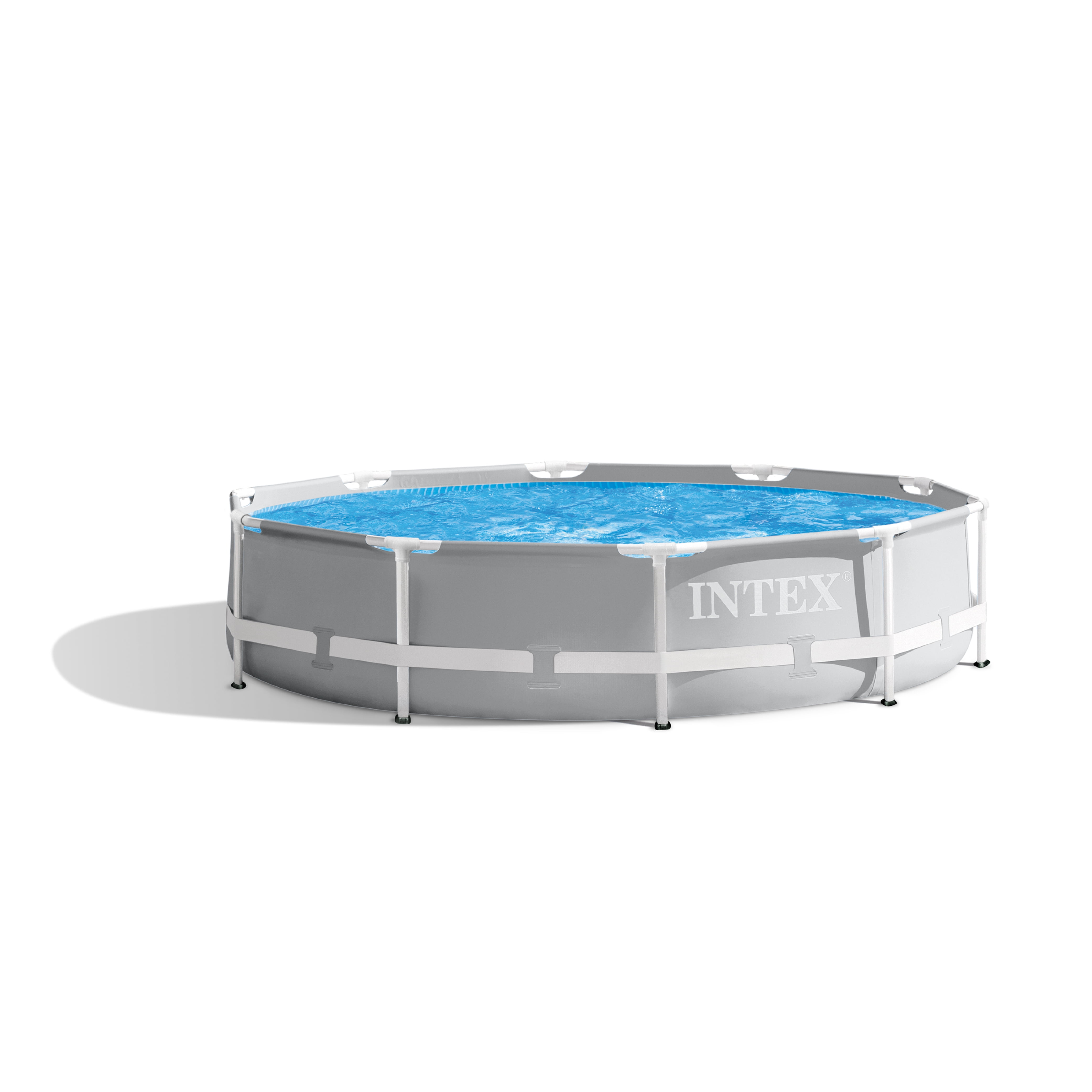 Gray 10ft Round Metal Frame Above Ground Pool Set