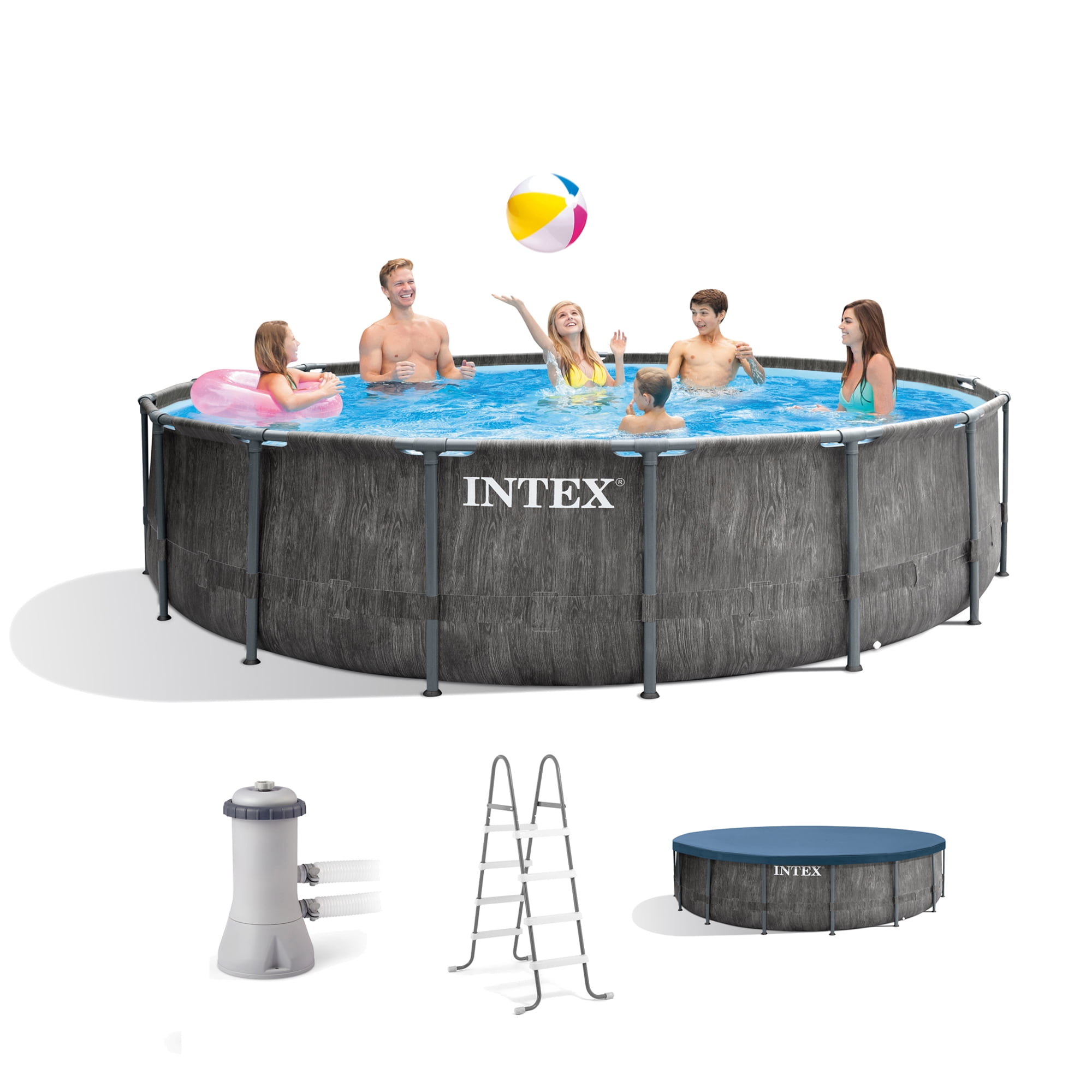 Intex Greywood 15' x 48" Round Above Ground Pool Set with Pump