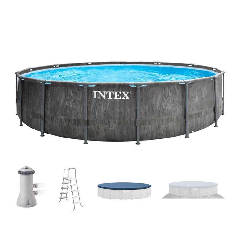Intex, Round Prism Frame Pool, 15 ft x 48 in, Above Ground Water