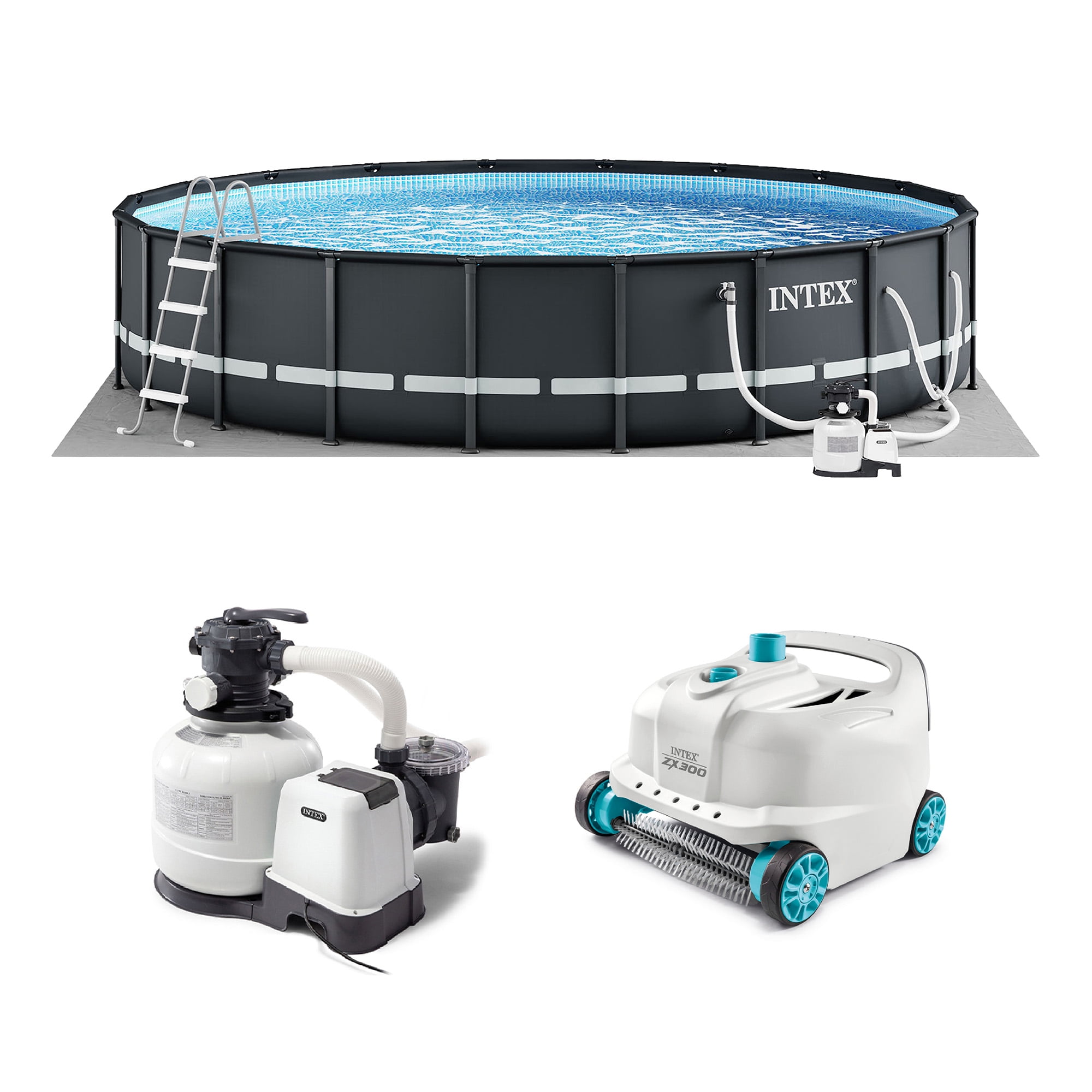 INTEX 20ft x 48in Ultra XTR Above Ground Swimming Pool, Sand Filter Pump, & Automatic Vacuum Cleaner