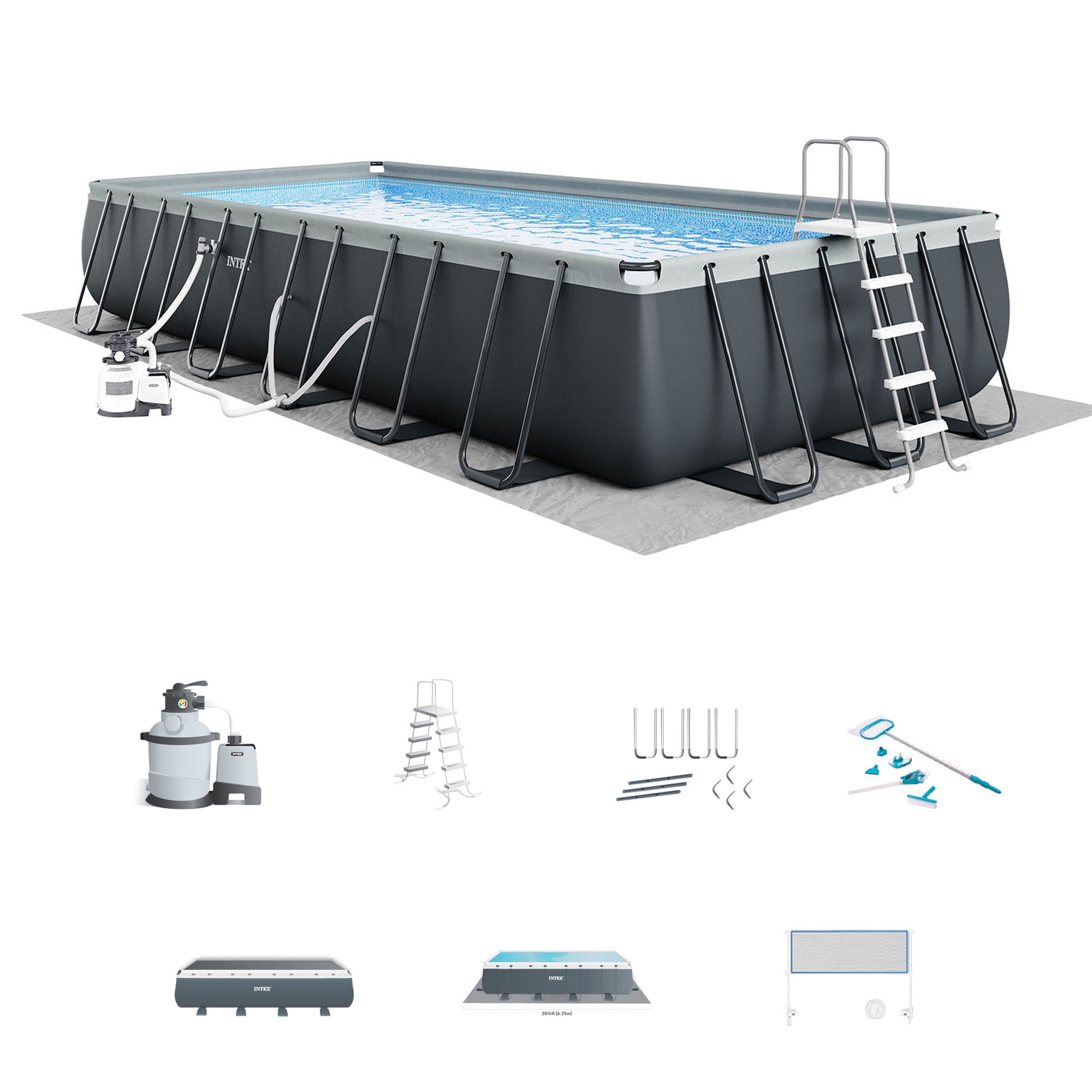 Walmart Deals of INTEX Ultra XTR Rectangular 24ft x 52in Above Ground Pool Set w/ Ladder, Cover & Sand Filter Frame