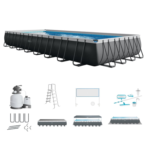 Intex 32' x 16' x 52" Ultra XTR Rectangular Swimming Pool Set with Deluxe Maintenance Kit