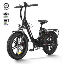 INTHEAIR RANGER Electric Bike Foldable 20" x 4" Fat Tire ebike for Adults Black Step-Thru Electric Folding Bicycles 750W Motor 48V 13AH Battery Ebikes