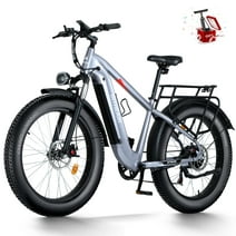 INTHEAIR Rocket Electric Bike for Adults 26" Fat Tire Ebike 48V 14.5A Electric Mountain Bike with 750W Motor, Lockable Front Fork, Shimano 7-Speed Electric Bicycle for Snow Beach-Grey