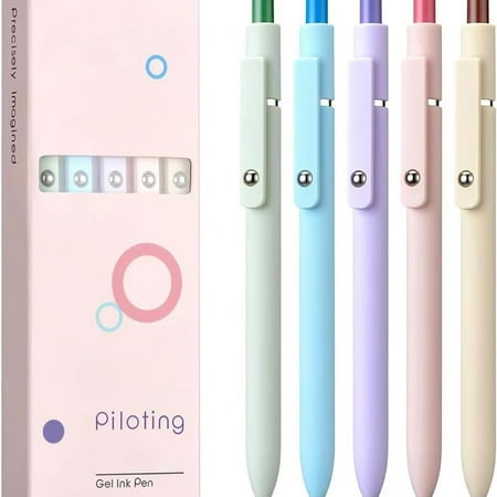 INTIGE 0.7 mm Gel Pens, 5 Pcs Gradient Color Morandi Pen Set, Black Ink, Retractable Neutral Pens
