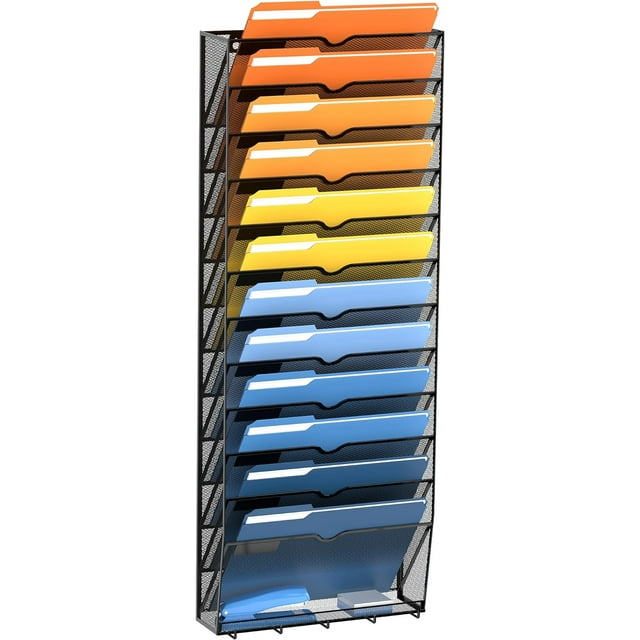 INTIGE 13Tier Hanging File Organizer with Hooks Wall File Holder for