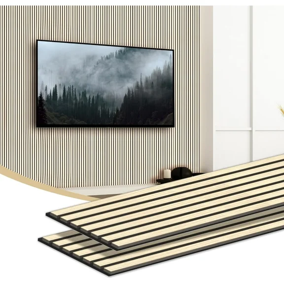 INTIGE 2 Piece Wood Soundproof Panels, Decorative Wall Panels, 92.5" ×11.8" inches