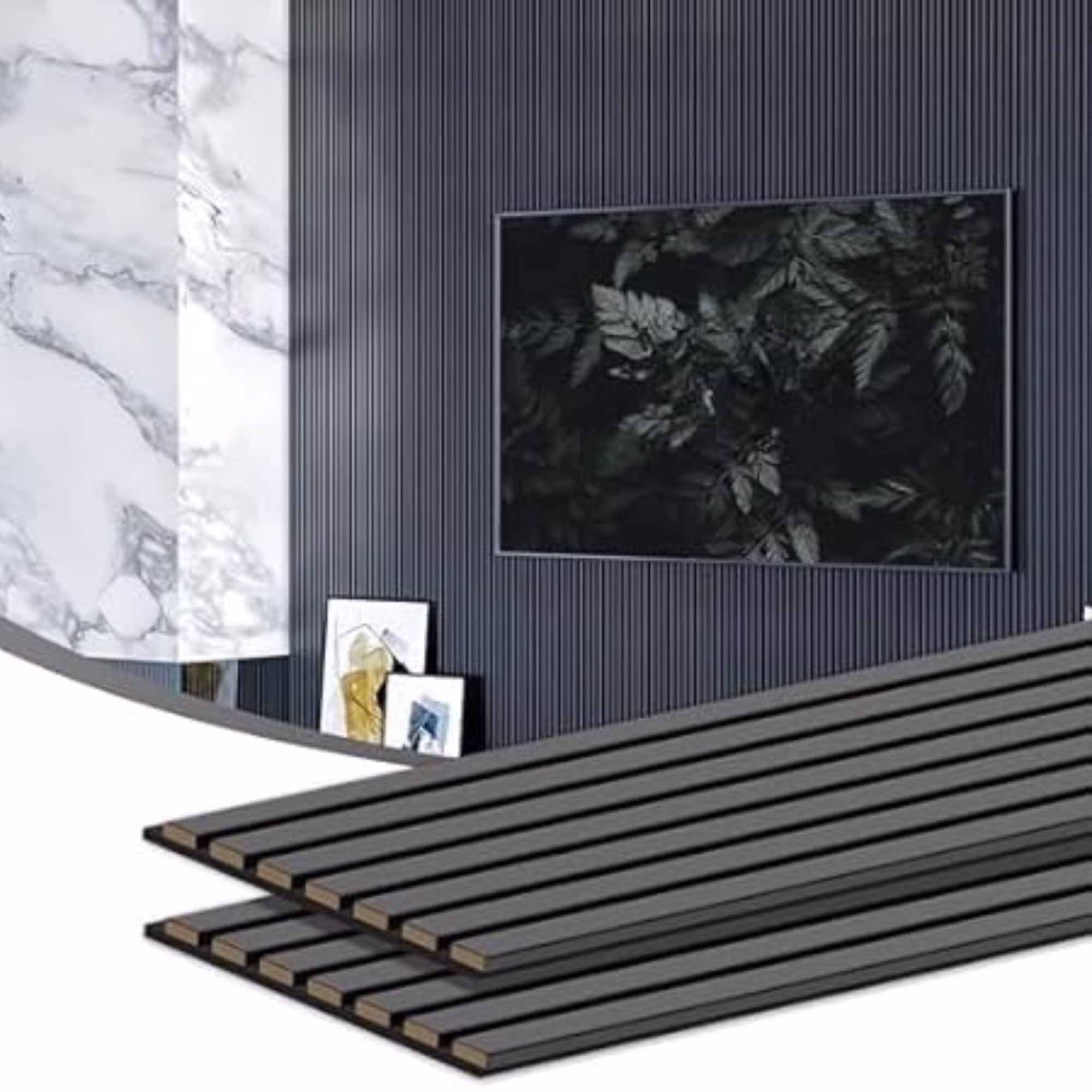 INTIGE 2 Piece Wood Soundproof Panels, Decorative Wall Panels, 92.5" ×11.8" inches