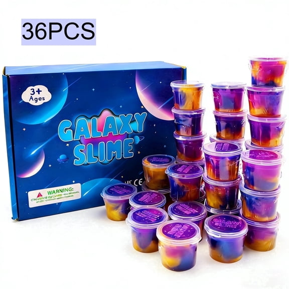 INTIGE 24/36 Pack Galaxy Slime Cup, Galaxy Slime Cup, Interesting Texture, Smooth, Stress Relief, Party Favors Birthday Gifts