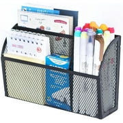 INTIGE 3-Grid Mesh Wall Mount Pencil Holder, Black, 1 Count