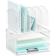thumbnail image 1 of INTIGE Desk Organizer with Vertical File Holder, 3 Tier Desktop Organizer with 5 File Folder Holders and Handles, Metal Mesh File Organizers and Accessories for Home Office Organization, 1 of 5