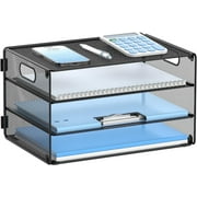 INTIGE 3-Tier Metal Desktop File Storage Organizer with Handle for Home and Office, Black, Assembly