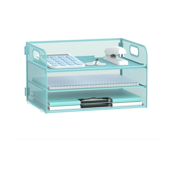 INTIGE 3 Tier Paper Tray Organizer, Mesh Desktop File Organizer with Handles