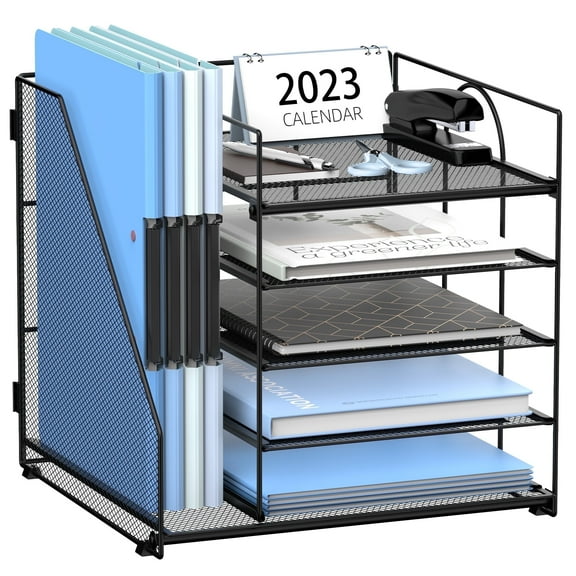 INTIGE 5-Tier Desk Organizer with File Holder, Letter Tray Paper Organizer, 1 Pcs