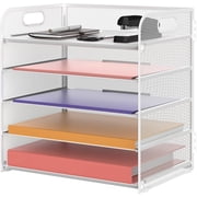 INTIGE 5-Compartment Desktop Organizer, File Organizer with Handle, 1 Piece