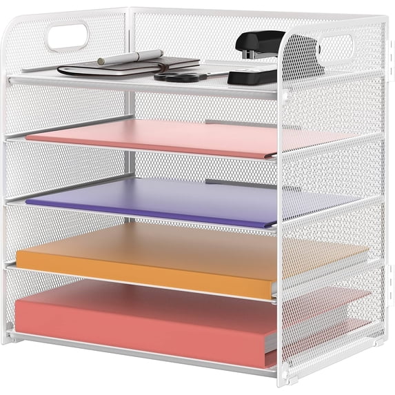 INTIGE 5-Compartment Desktop Organizer, File Organizer with Handle, 1 Piece