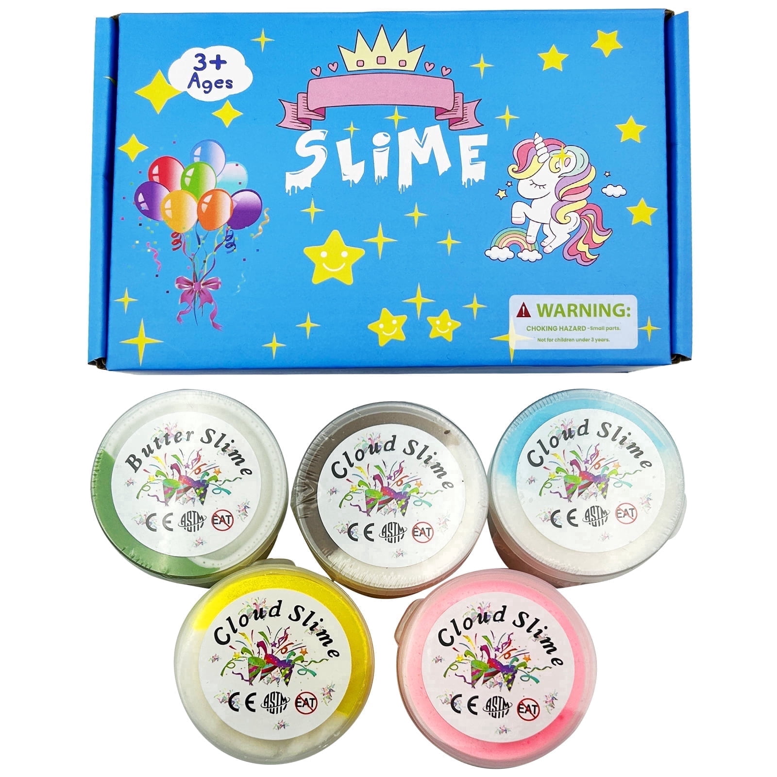 INTIGE 5 Pack Bucket of Thousand-Silk Mud Two-color Slime Set, Stress ...
