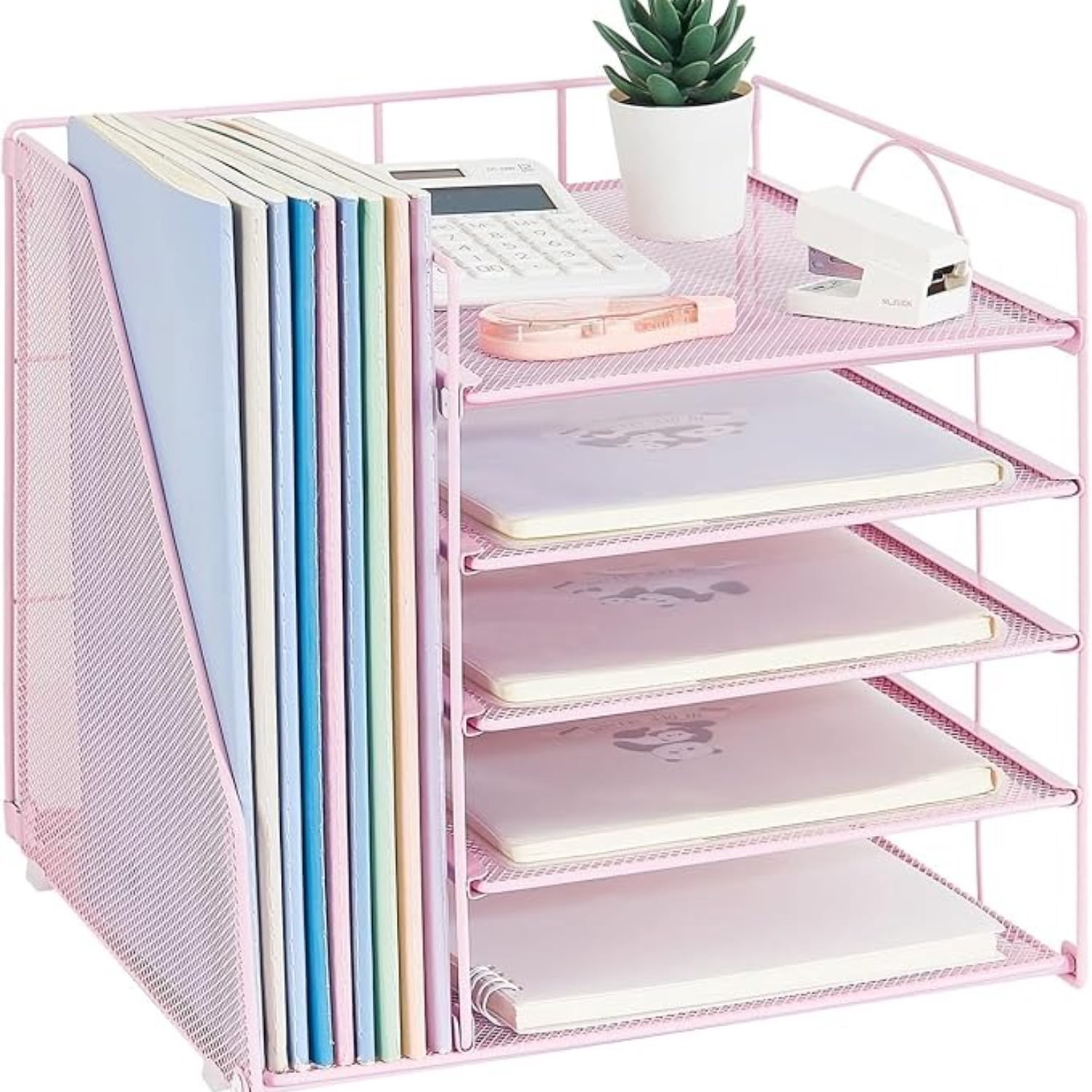 INTIGE 5-Tier Desk Organizer with File Holder, Paper Organizer with Letter Tray