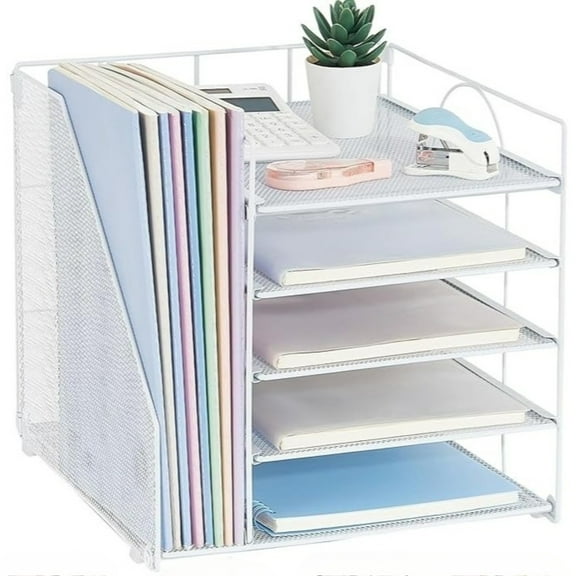 INTIGE 5-Tier Desk Organizer with File Holder, Paper Organizer with Letter Tray