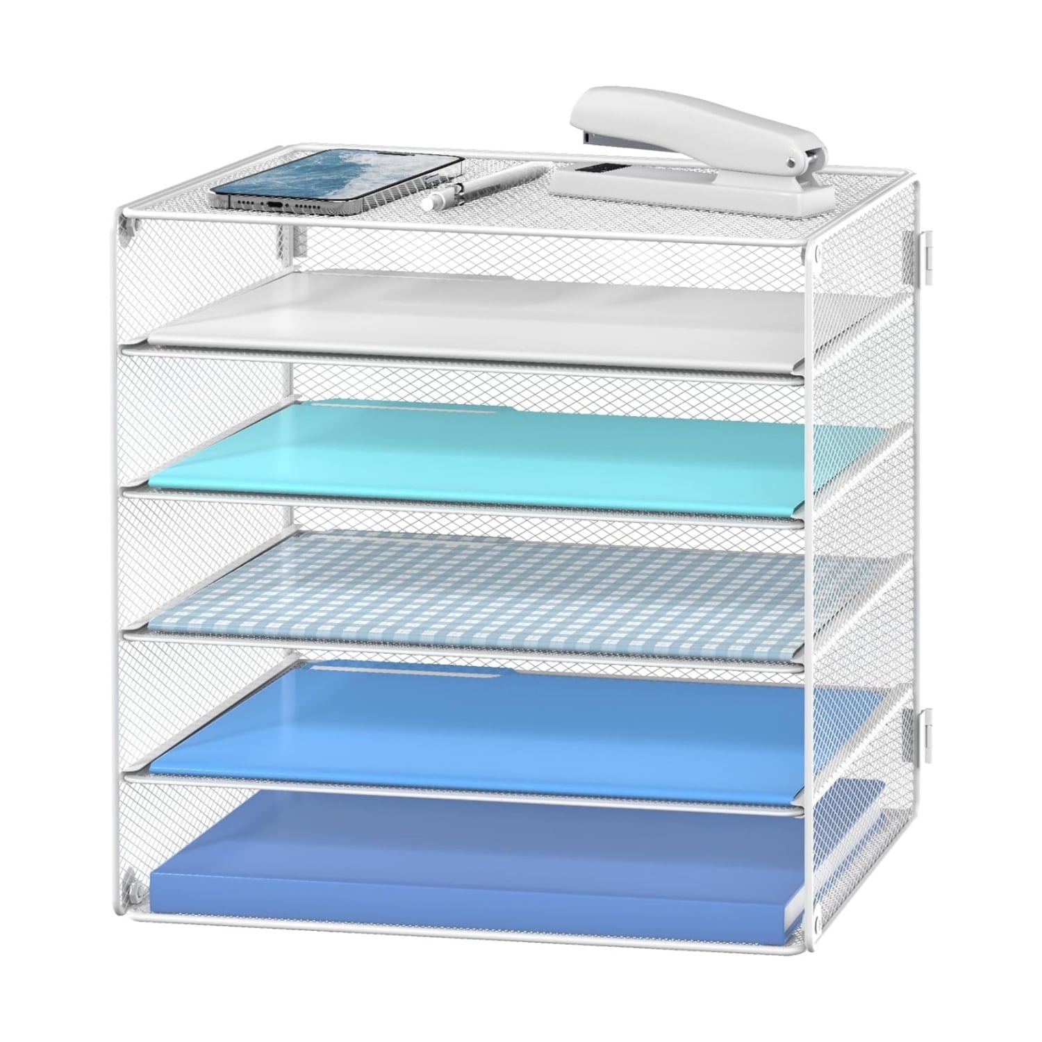 INTIGE 5 Tier Desktop Organizer Tray, Desk Paper Organizer, Storage Solutions for Home Office