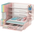 thumbnail image 1 of INTIGE 5-Tier Metal Desktop Organizer with Pen Holder, Drawer and File Rack, File Organizer, Pink, 1 of 6