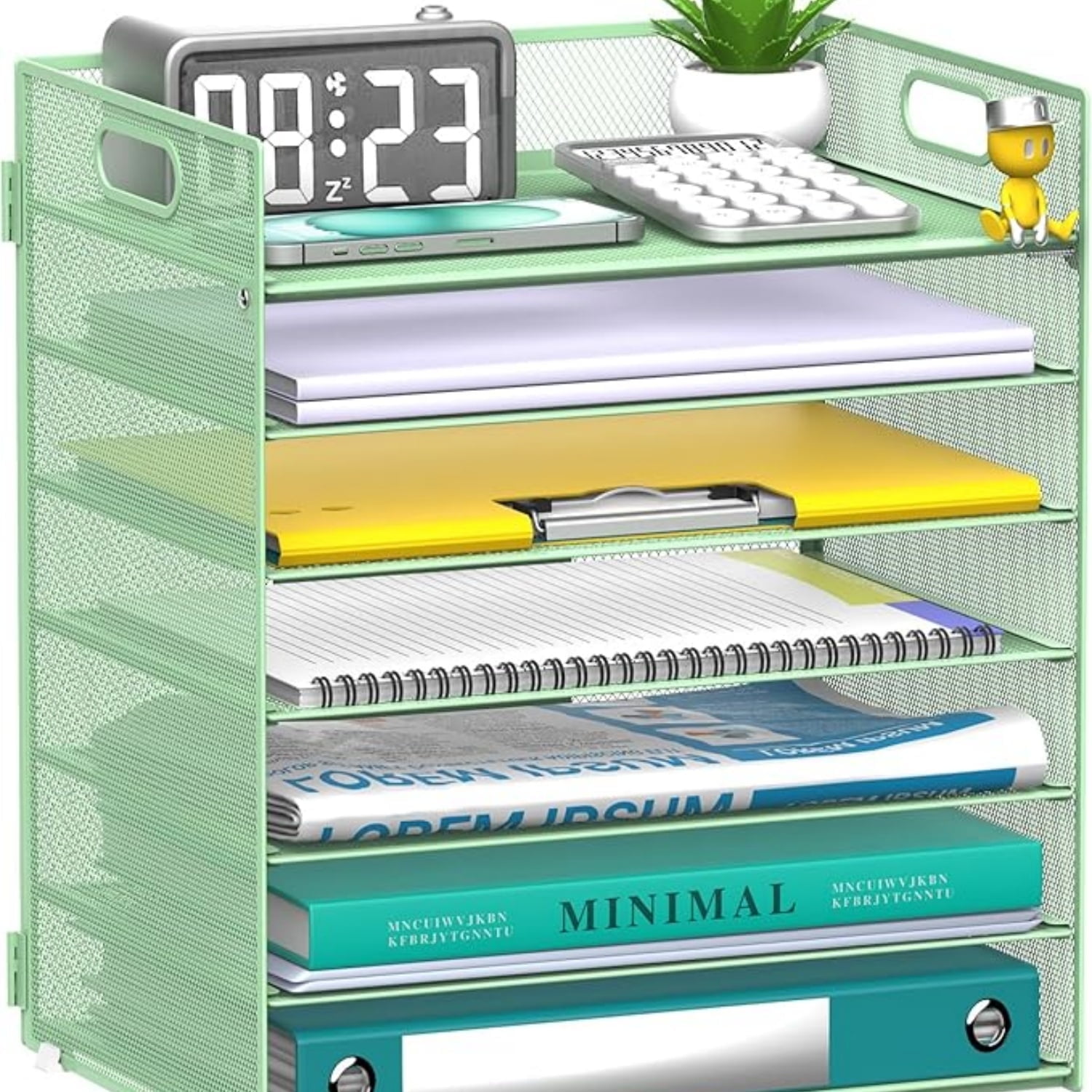 INTIGE 7 Tier Paper Organizer, Mesh Desktop File Holder with Handles for Office