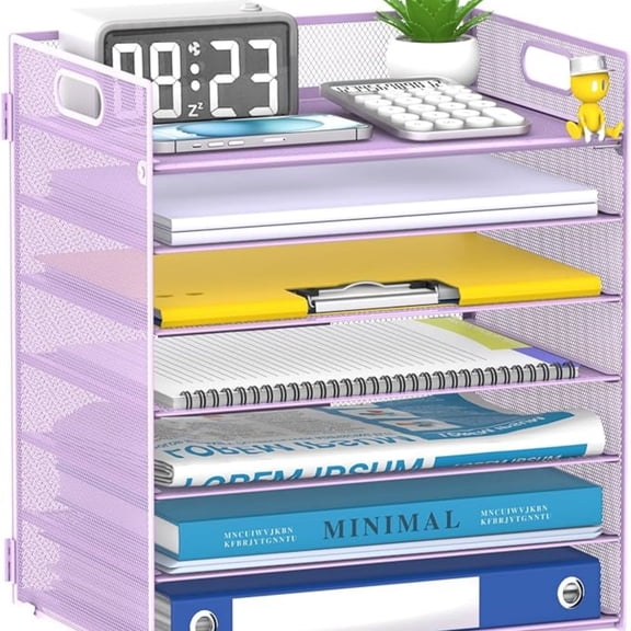 INTIGE 7 Tier Paper Organizer, Mesh Desktop File Holder with Handles for Office