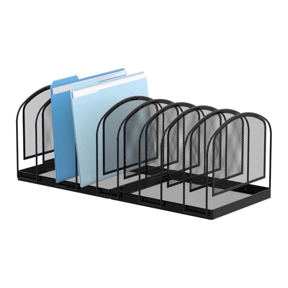 INTIGE 9 Compartments Metal Mesh Desk File Organizer, Folder Holder, Black, Need Mount