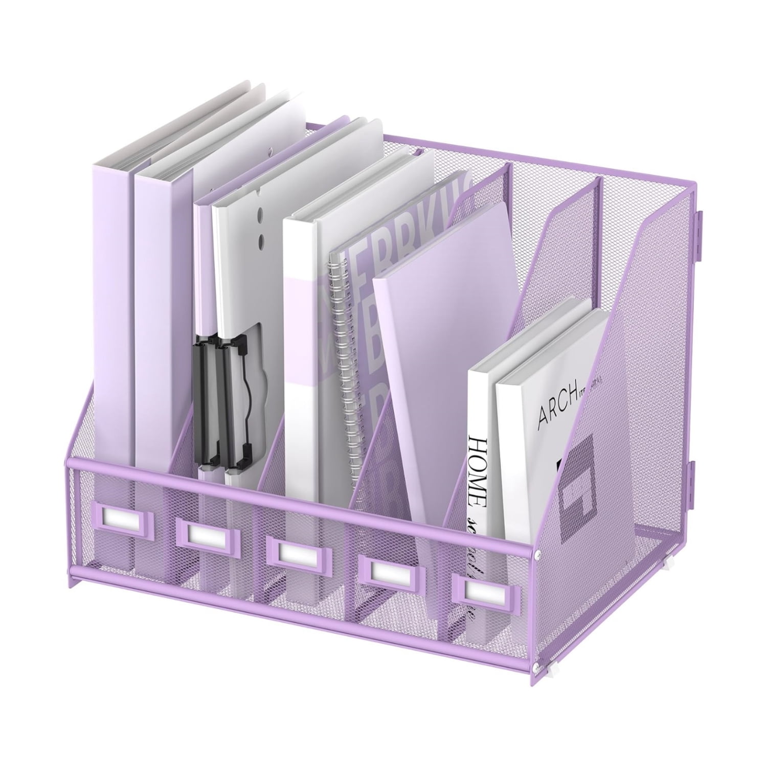 INTIGE Desk Organizer Magazine File Rack with 5 Vertical Compartments ...