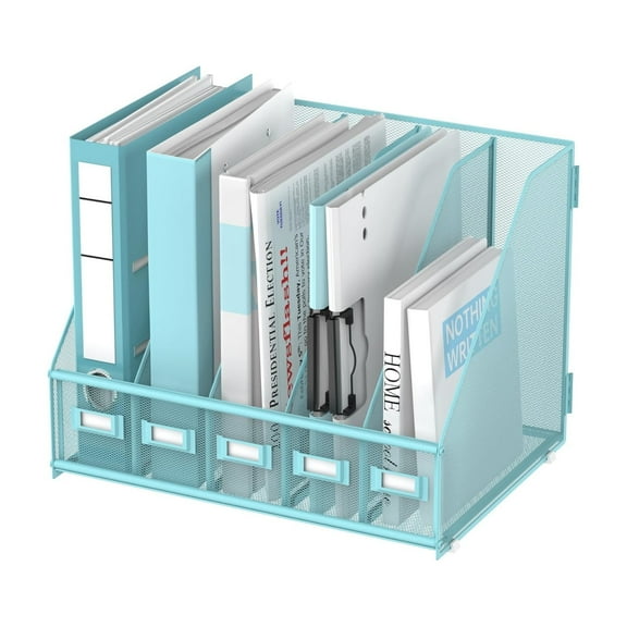 INTIGE Desk Organizer with 5 Vertical Compartments, Metal Desk File Organizer, Desk File Organizer, Increase Storage Space, Plus
