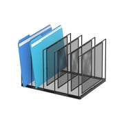 INTIGE Desktop File Sorter, Vertical File Folder, Mail Sorter Organizer, Metal Desktop File Folder Organizer, Black