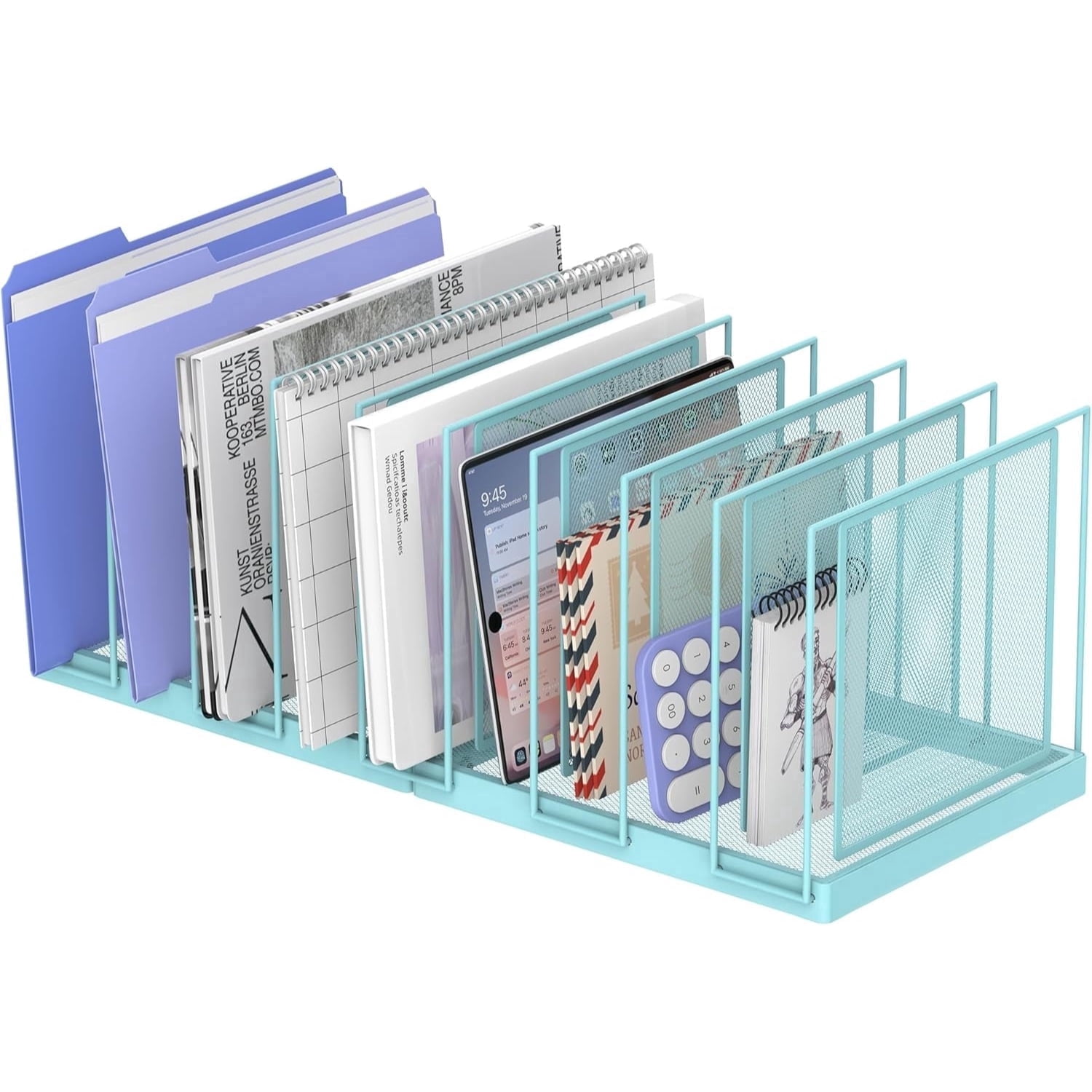 INTIGE Desktop File Sorter, Vertical File Folder, Mail Sorter Organizer, Metal Desktop Paper Folder Organizer
