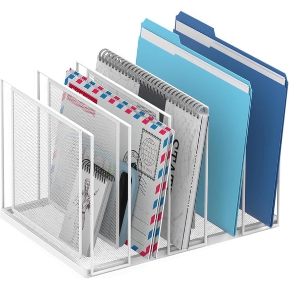 INTIGE Desktop File Sorter, Vertical File Folder, Mail Sorter Organizer, Metal Desktop Paper Folder Organizer