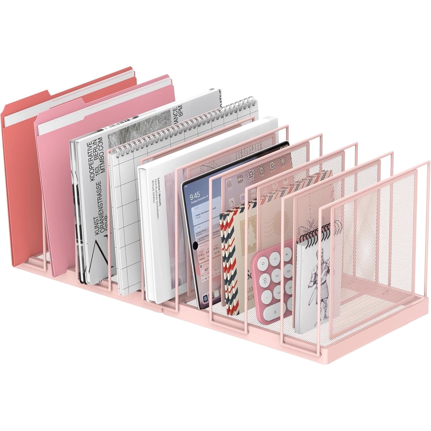 INTIGE Desktop File Sorter, Vertical File Folder, Mail Sorter Organizer, Metal Desktop Paper Folder Organizer