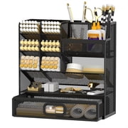 INTIGE Desktop Organizer with Drawer, Multifunctional Mesh Pen Holders and Desk Accessories for Office and Art Supplies