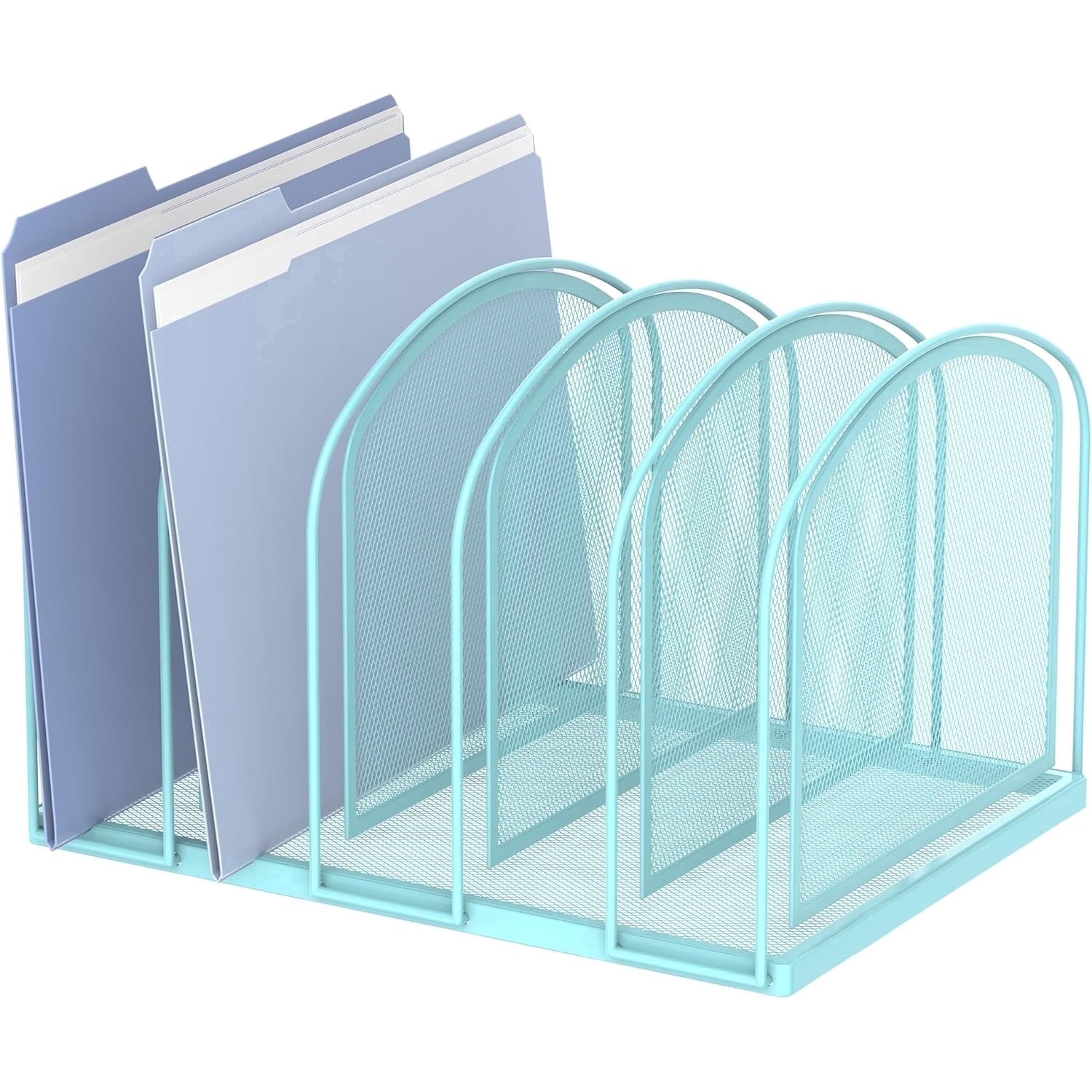 INTIGE File Organizer for Desk, 5-Section Mesh Desk Organizer, Vertical File Holder Desktop Organizer File Sorter, File Folder Holder for Office Supplies