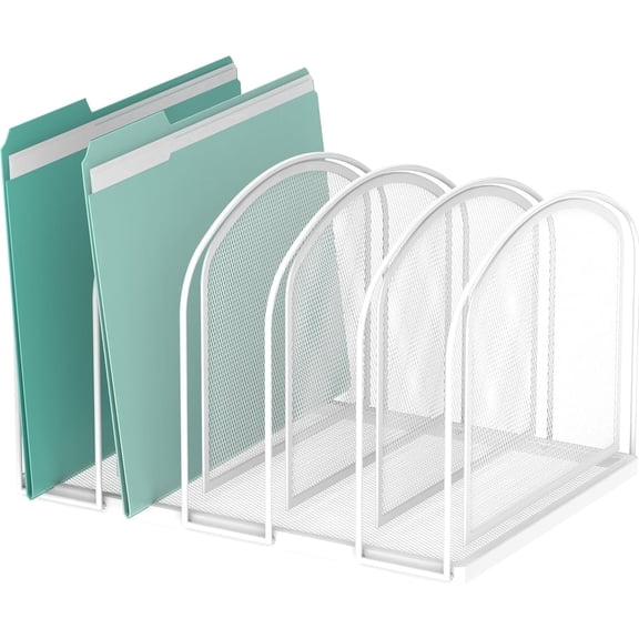 INTIGE File Organizer for Desk, 5-Section Mesh Desk Organizer, Vertical File Holder Desktop Organizer File Sorter, File Folder Holder for Office Supplies