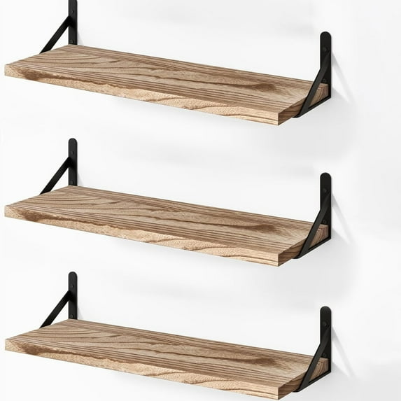 INTIGE Floating Shelves, Wood Wall Shelves for Bedroom Bathroom Storage, Hanging Shelves for Home Kitchen
